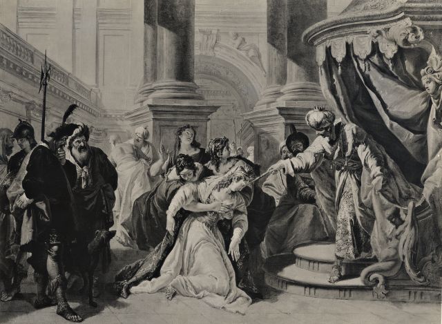 Anonimo — Fontebasso Francesco - sec. XVIII - Ester sviene davanti ad Assuero — insieme